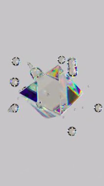 Metaball sıvı şeffaf yanardöner kabarcıklar ve dönen sekizgen. Üç boyutlu, soyut çok renkli, hareket eden akış kabarcıkları oluşturma. 4K dikey döngü canlandırması.