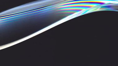 Sıvı yanardöner pürüzsüz dalganın 3 boyutlu görüntüsü. Dağınıklığı olan şeffaf cam. 4k kusursuz holografik döngü animasyonu.