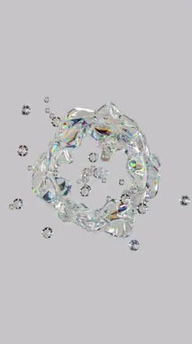 Kabarcıkları ve yanardöner etkisi olan saydam renkli sıvı sallama yüzeyi. Soyut yansıma parlak dalga şekilleri. 3D render 4K döngü dikey canlandırma.