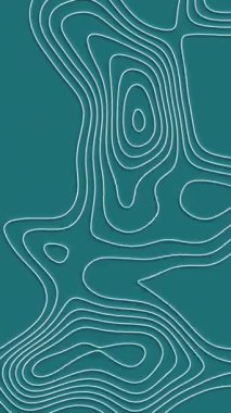 Soyut animasyon ana hatlı topografik hat haritası. Deniz mavisi arkaplanında dalgalar hareket ediyor. 4K dikey döngü canlandırması.