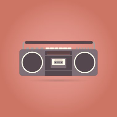 Tape recorder flat icon. Retro design. Vintage.