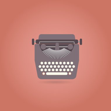 Typewriter flat round icon. Retro style. Vector illustration.