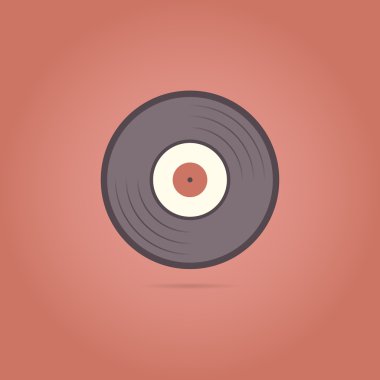 Vinyl flat round icon. Retro style.