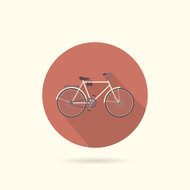 Bicycle flat round icon. Retro style. Vector illustration.