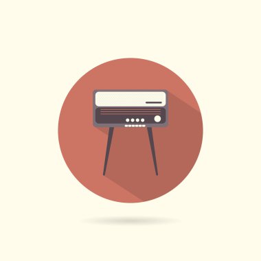 Radiogram round flat icon. Retro style.