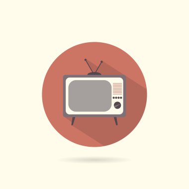 TV flat round icon. Retro style.