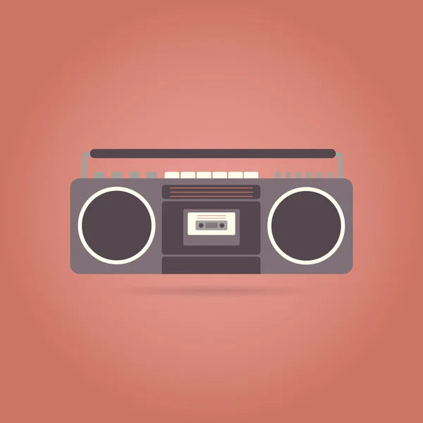 Tape recorder flat icon. Retro design. Vintage. — Stock Vector