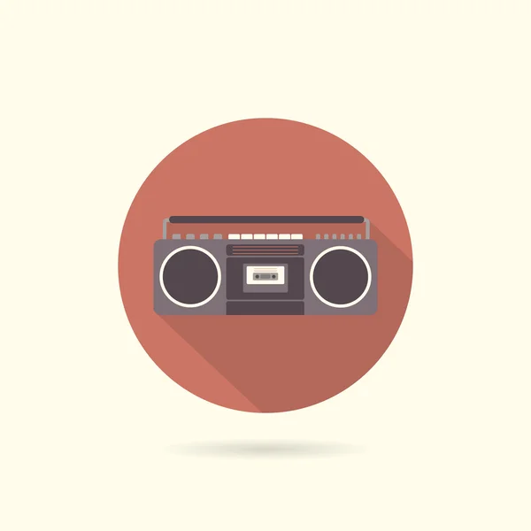 Tape recorder flat round icon. Retro design. Vintage. — Stock Vector