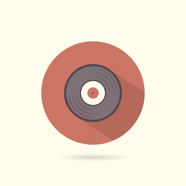 Vinyl flat round icon. Retro style. Vector illustration. — Stock Vector