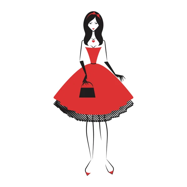 Femme dans la robe de bal rouge — Image vectorielle