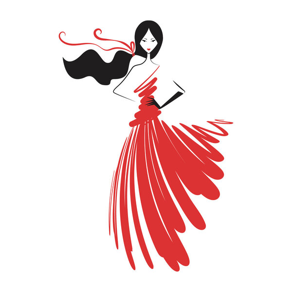 woman in the ball gown red