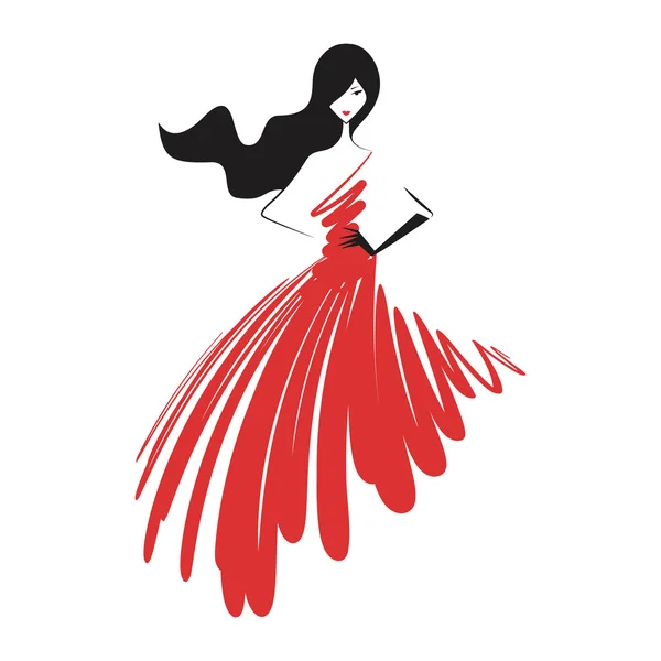 Женщина в бальном платье красного цвета — стоковый вектор