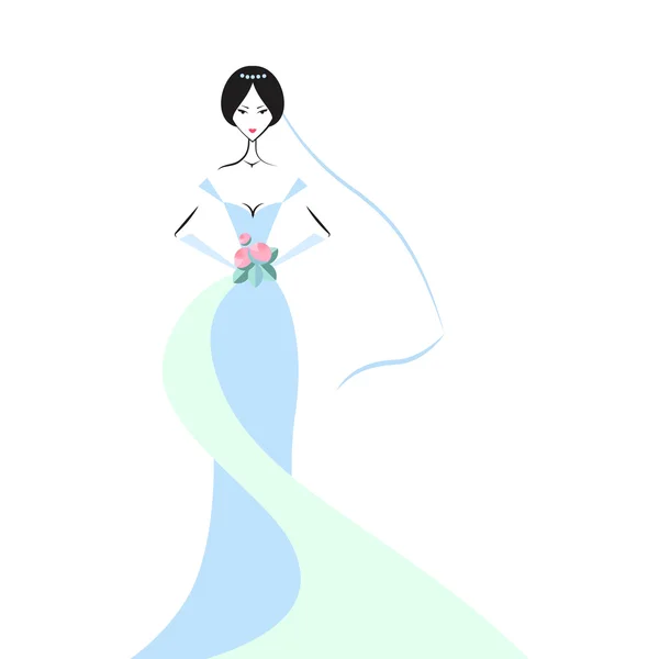 Femme dans la robe de mariée — Image vectorielle