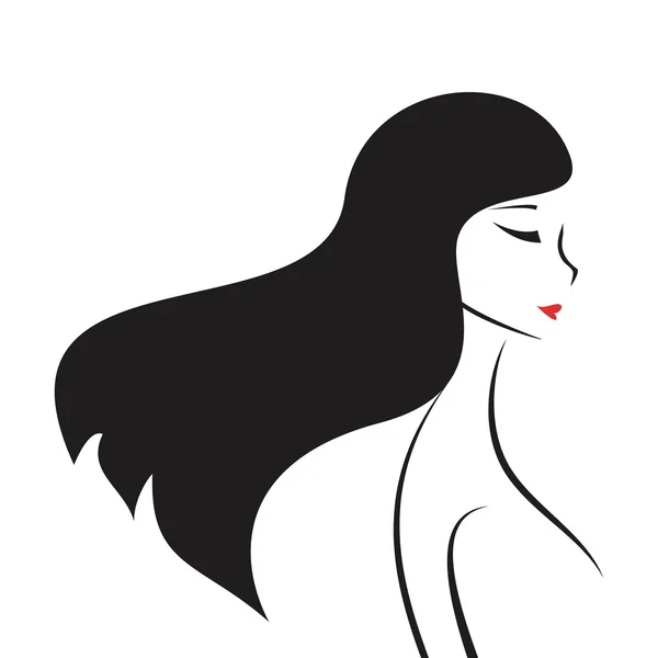 Kadın profili silueti — Stok Vektör