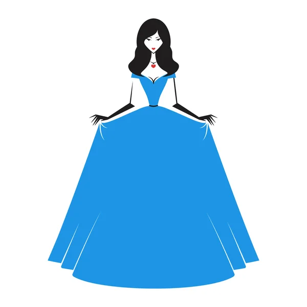 Donna in abito da ballo blu — Vettoriale Stock