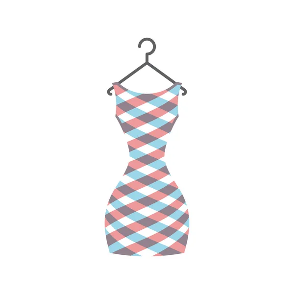 Geruit korte jurk op een hanger — Stockvector