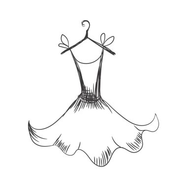 elbisesi el bir askı üzerinde çizimi