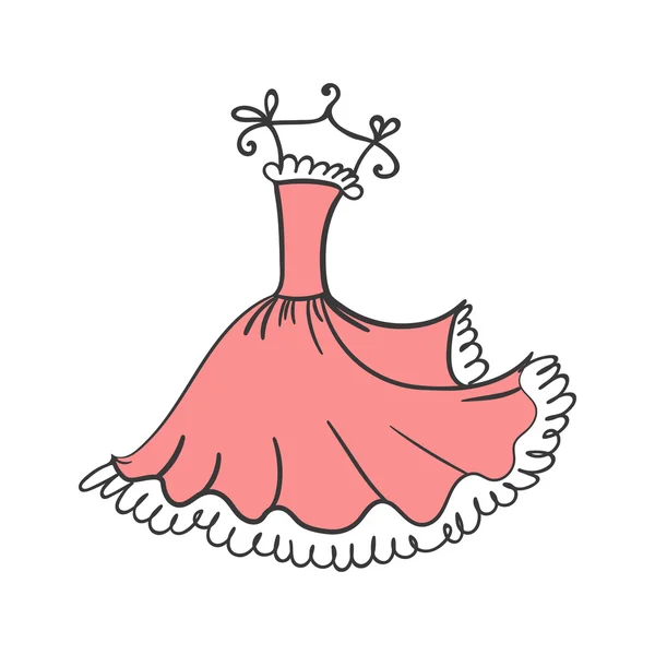 Ball klänning handen ritning på en galge — Stock vektor