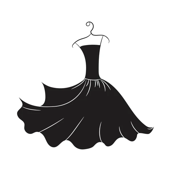 Vestido de bola mano dibujo en una percha — Vector de stock