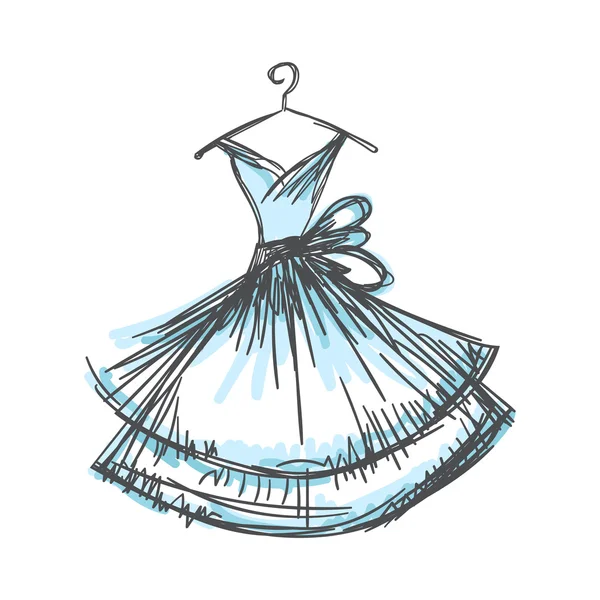 Robe de bal main dessin sur un cintre — Image vectorielle