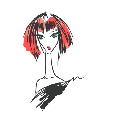 kafa göz alıcı kız karikatür kroki