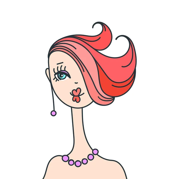 Cabeza glamorosa chica de dibujos animados — Vector de stock