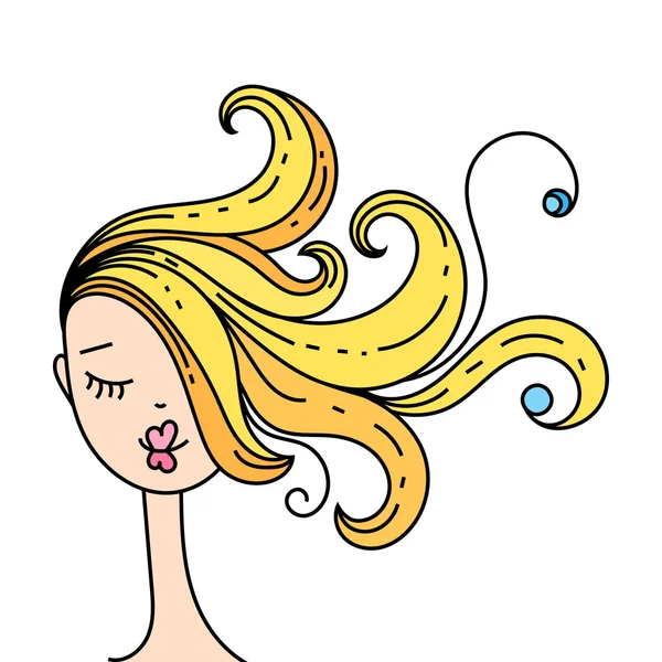 Κεφάλι λαμπερό κορίτσι καρτούν — Διανυσματικό Αρχείο