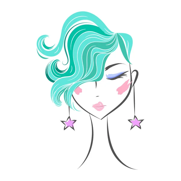 Cara glamorosa chica de dibujos animados — Vector de stock