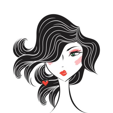 yüz çekici kız çizgi film