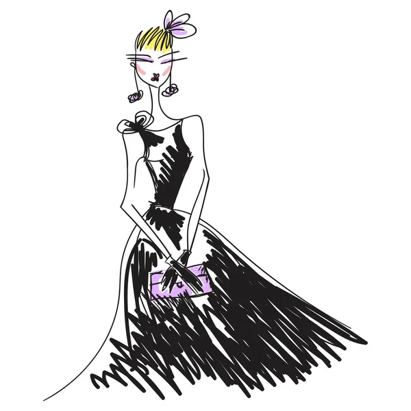 Femme dans la silhouette robe de bal — Image vectorielle