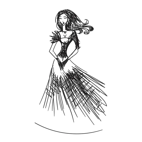 Mujer en la silueta del vestido de bola — Archivo Imágenes Vectoriales