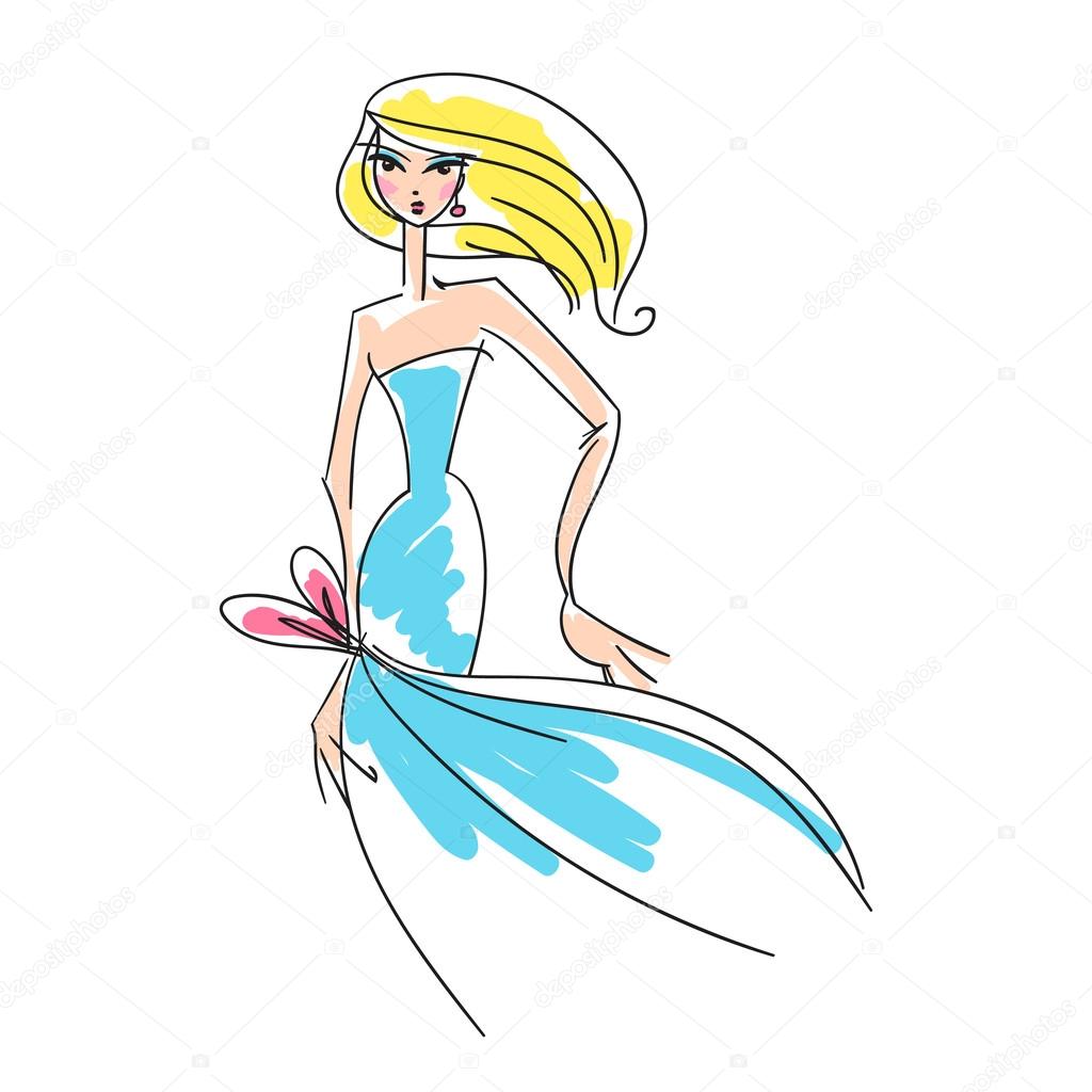 Girl Gown Sketch - Vector & Photo (Free Trial) | Bigstock