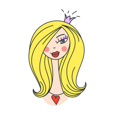 bir kalp el çizimi ile kız