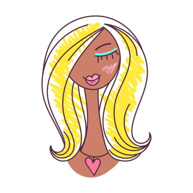 bir kalp el çizimi ile kız