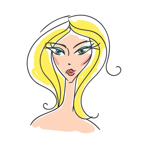 Cabeza glamorosa chica de dibujos animados — Vector de stock