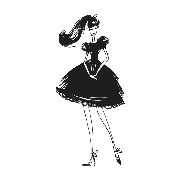 Femme dans la silhouette robe de bal — Image vectorielle