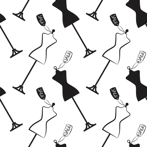 マネキン ドレス販売手描きのシームレス パターン — ストックベクタ