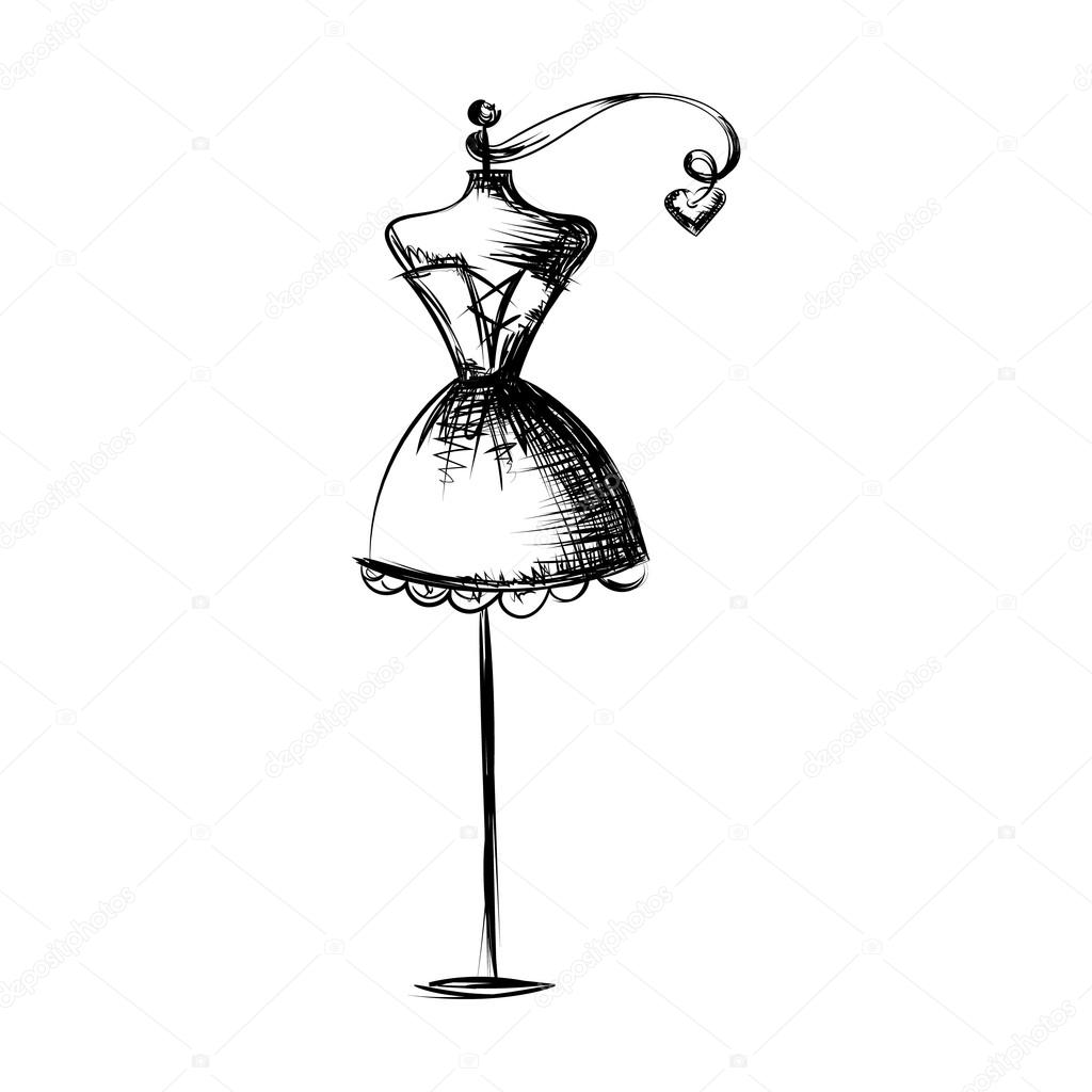 Kleurplaat Dummy dummy jurk illustratie vector tekening stockvector Kleurplaat Dummy dummy jurk illustratie vector tekening stockvector