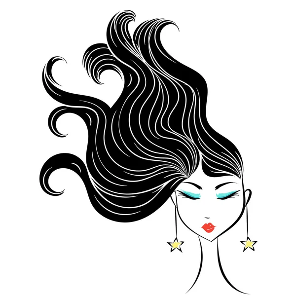 Cara glamorosa chica de dibujos animados — Vector de stock