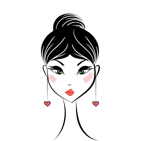 Cara glamorosa chica de dibujos animados — Vector de stock