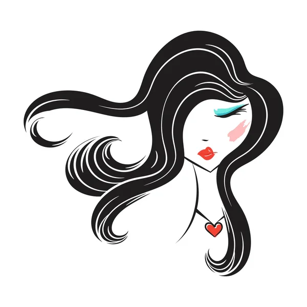 Cara glamorosa chica de dibujos animados — Vector de stock