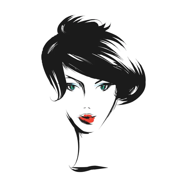 Cara glamorosa chica de dibujos animados — Vector de stock