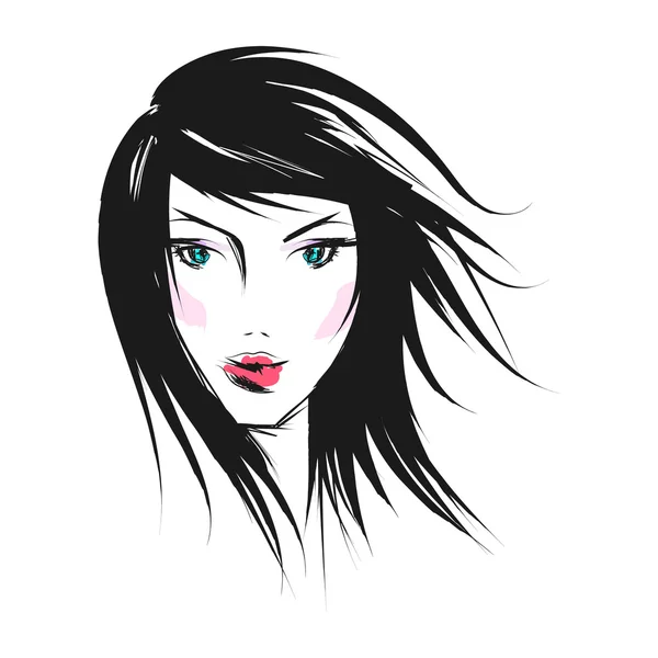 Cara glamorosa chica de dibujos animados — Vector de stock