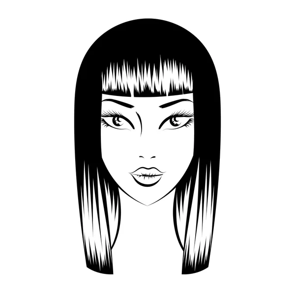 Cara glamorosa chica de dibujos animados — Vector de stock