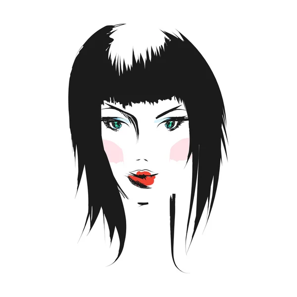 Tvář okouzlující dívka kreslený — Stockový vektor