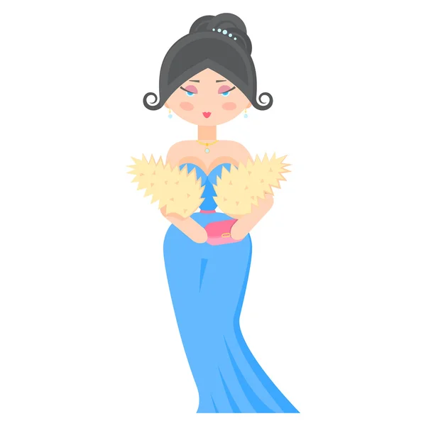 Chica en un vestido de noche — Vector de stock