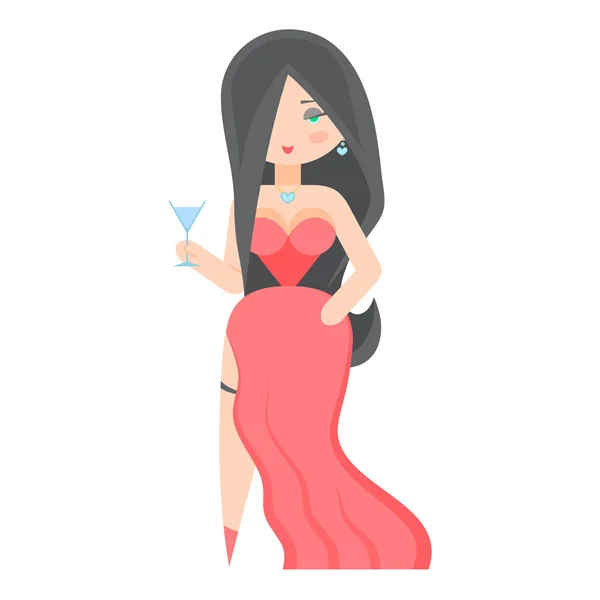 Chica con un vaso — Vector de stock