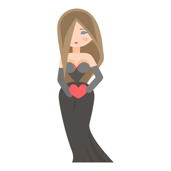 Chica con corazón — Vector de stock