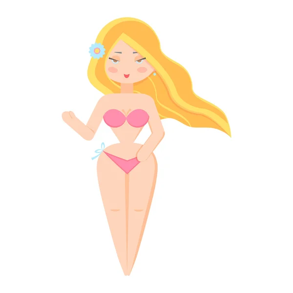 Chica en traje de baño — Vector de stock