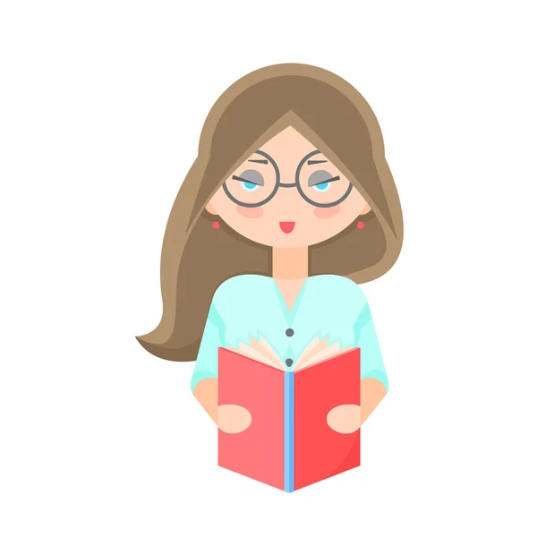 Κορίτσι διαβάζει ένα βιβλίο — Διανυσματικό Αρχείο